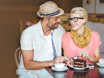 happy couple on a coffee date