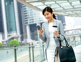 Korean woman on her phone