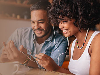 Couple listening to music