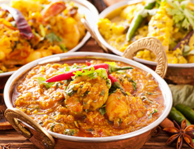 a selection of curries
