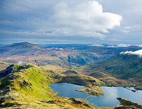 View from Crib Goch Mountain, Snowdonia, Wales