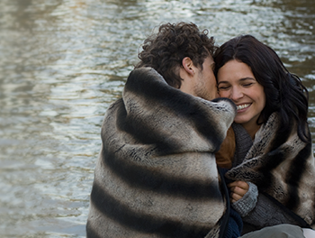 couple wrapped up warm together