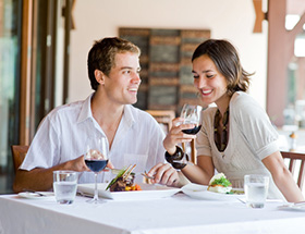 couple dining outside