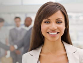 Woman smiling in an office