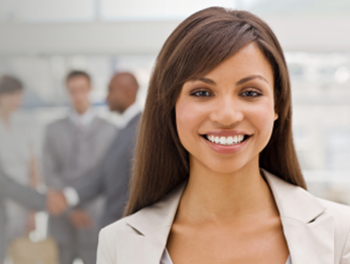 Woman smiling in an office