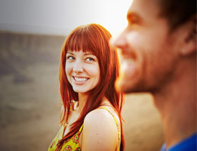 attractive couple going on a hike