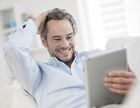 man with tablet