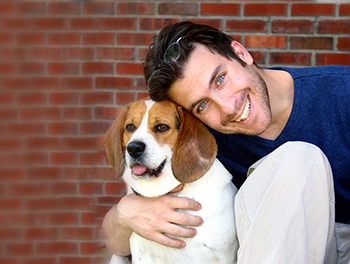 Dog sales and man