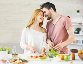 couple cooking together